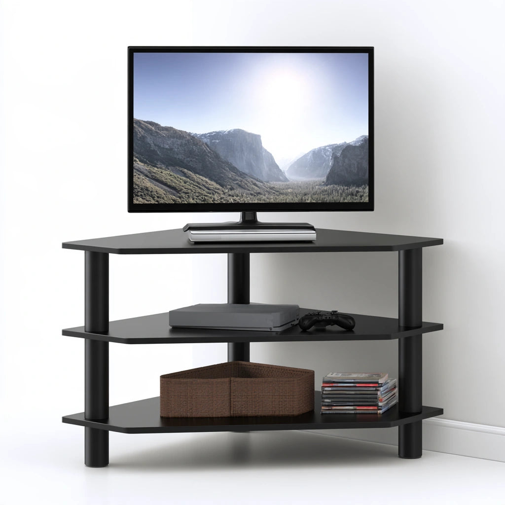 Moderner TV-Schrank, mit vier Ebenen, Farbe: schwarz
