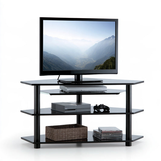 Moderner TV-Schrank, mit vier Ebenen, Farbe: schwarz