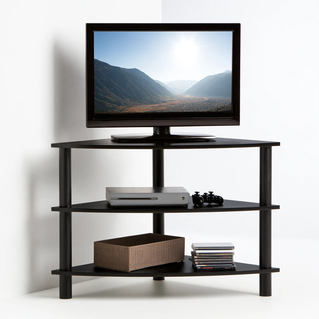 Moderner TV-Schrank, mit vier Ebenen, Farbe: schwarz